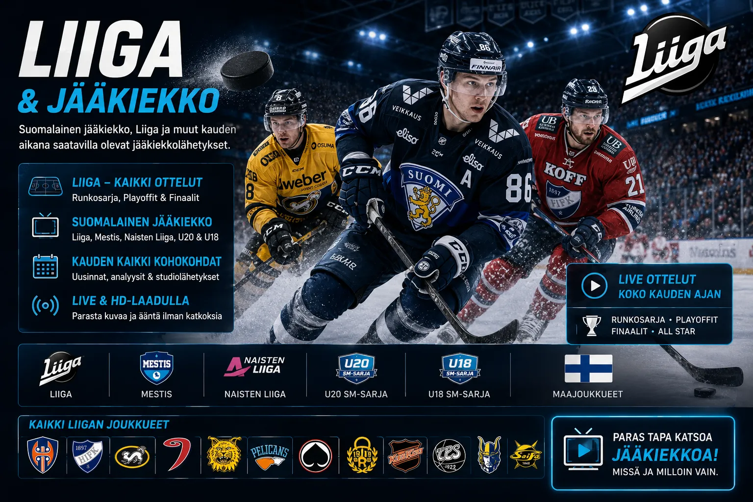 Illustration of Finnish ice hockey and Liiga sports viewing