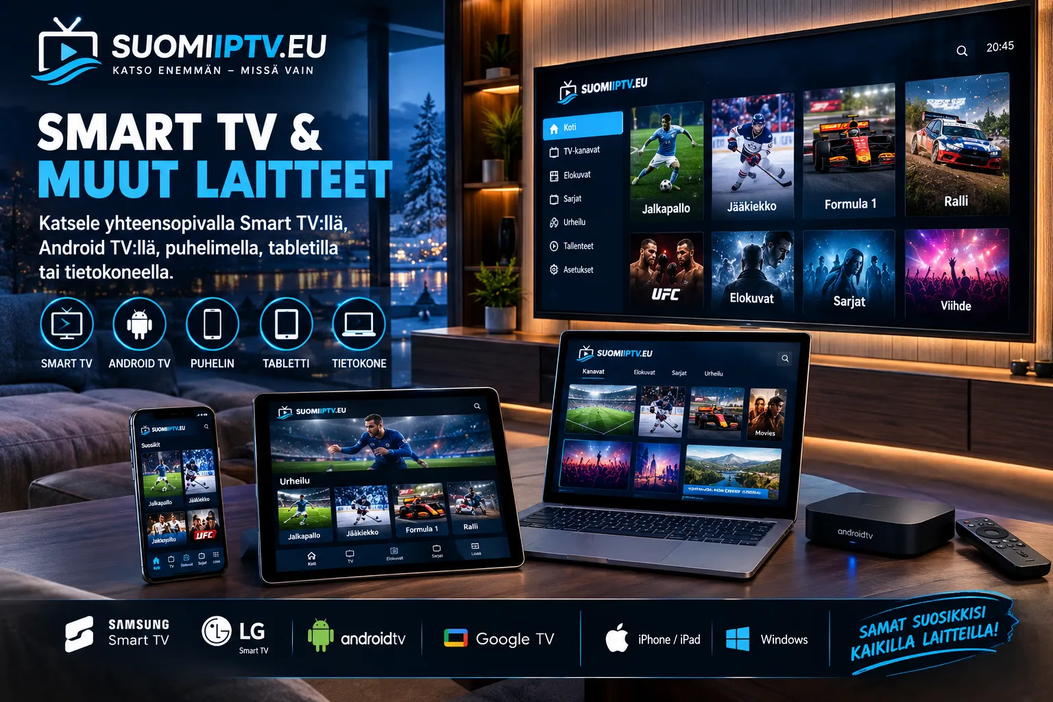 Smart TV and compatible devices for watching sports in Finland