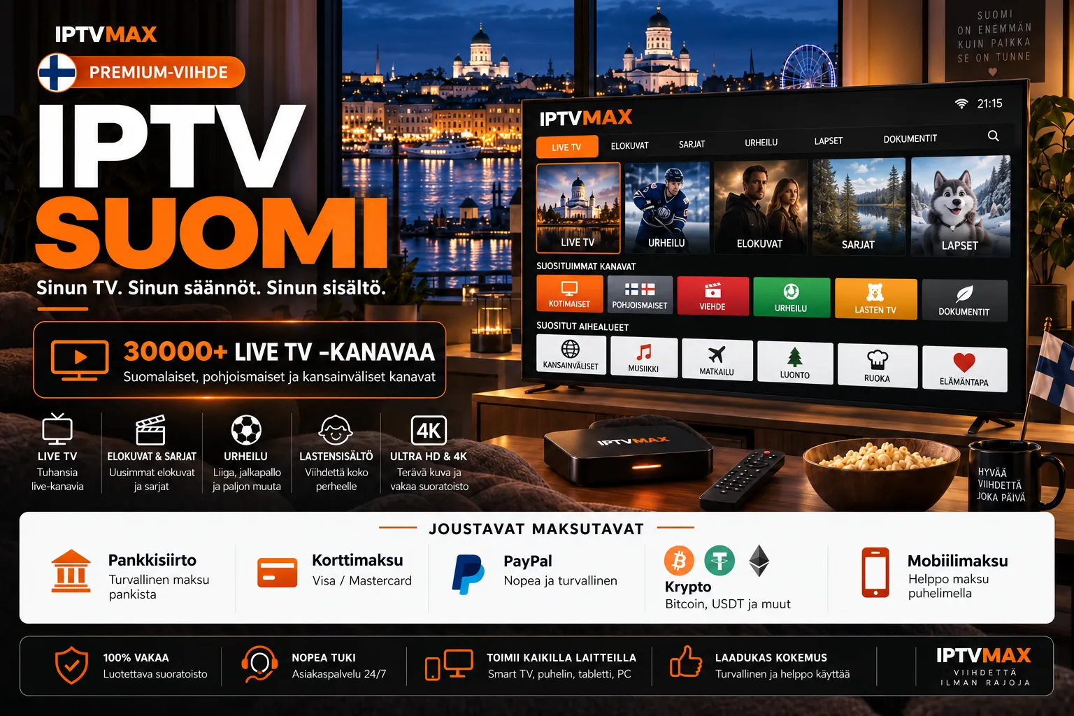 Paras IPTV palvelu Suomessa 2026 – IPTVMAX palveluvertailu